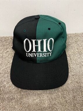 Vintage Ohio University SnapBack Hat Adjustable OSFA Green/Black Retro Bobcats